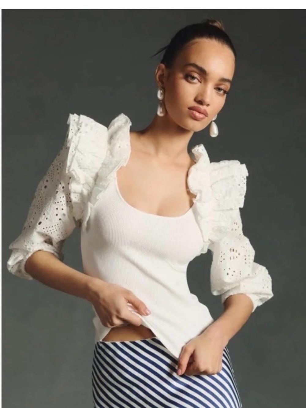 NWT XS Dolan ruffle sleeve top